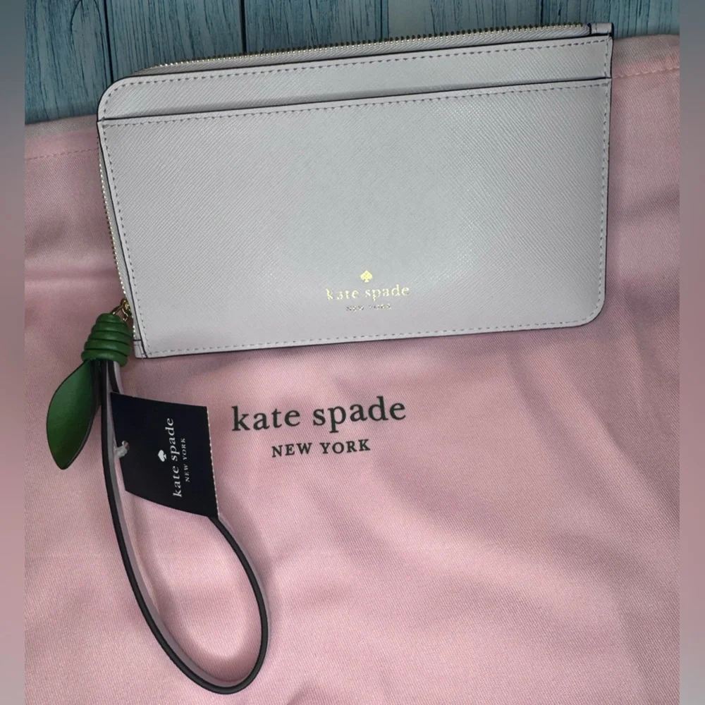 Kate Spade 3D Flora Flower Medium L-Zip Wristlet Pale Amethyst - KK972 MSRP $179 - Picture 11 of 16